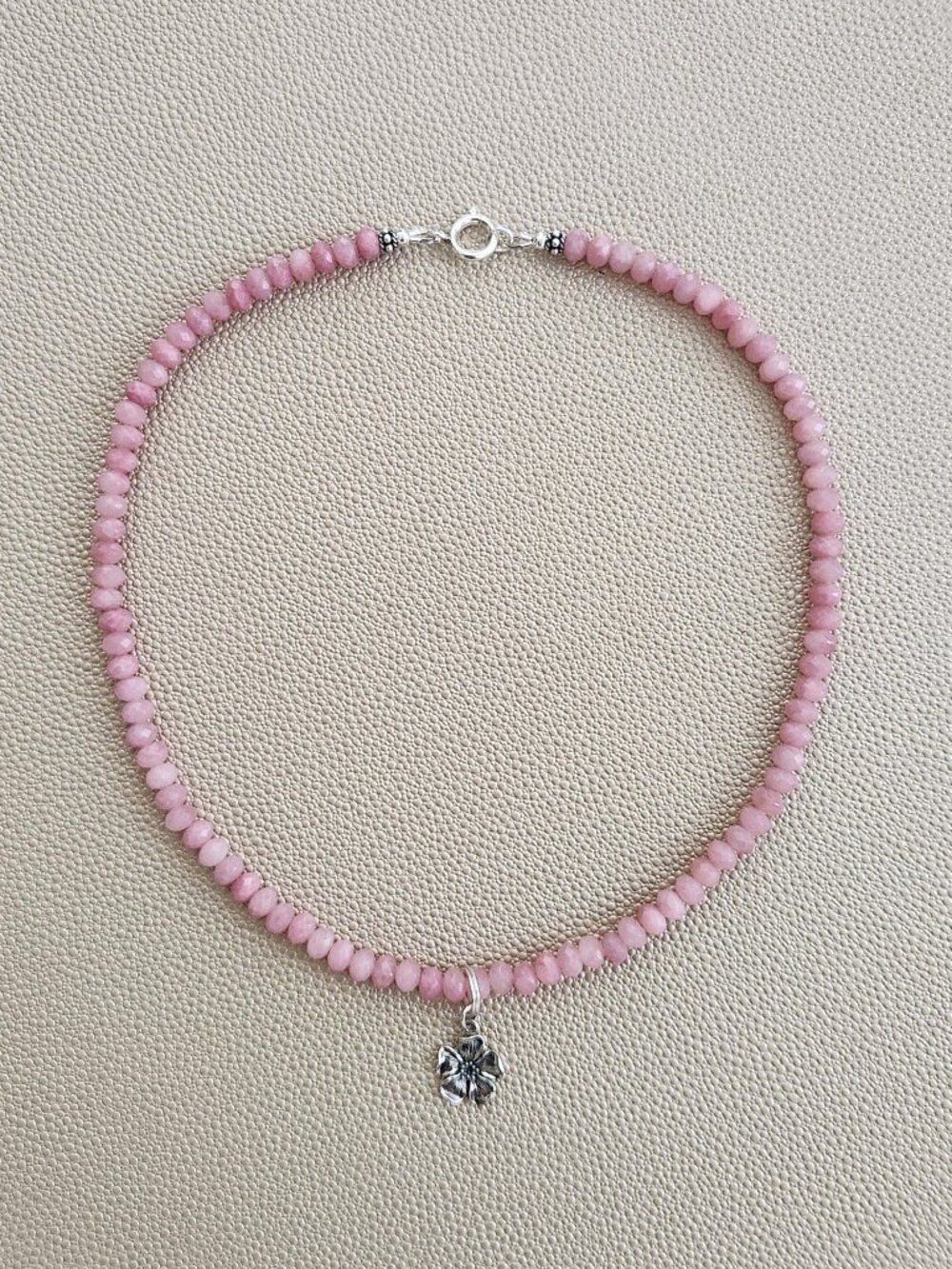 MINI PINK OPAL NECKLACE W/ MINI 925 SAKURA--16"